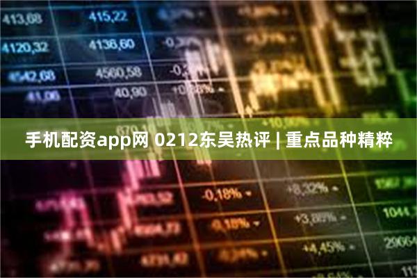 手机配资app网 0212东吴热评 | 重点品种精粹