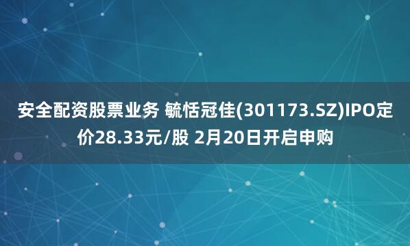 安全配资股票业务 毓恬冠佳(301173.SZ)IPO定价28.33元/股 2月20日开启申购