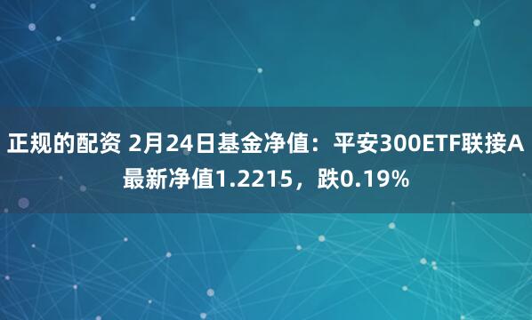 正规的配资 2月24日基金净值：平安300ETF联接A最新净值1.2215，跌0.19%